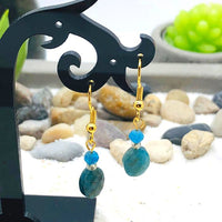 BOUCLES APATITE BLEU plaqué or