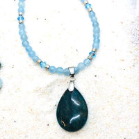 PARURE COMMUNICATION AIGUE MARINE ET APATITE