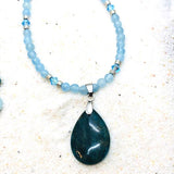 PARURE COMMUNICATION AIGUE MARINE ET APATITE