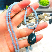 PARURE COMMUNICATION AIGUE MARINE ET APATITE