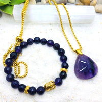 DUO BRACELET ET PENDENTIF ANTI STRESS AMETHYSTE