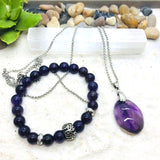 DUO BRACELET ET PENDENTIF ANTI STRESS AMETHYSTE