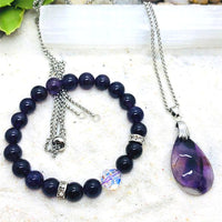 DUO BRACELET ET PENDENTIF ANTI STRESS AMETHYSTE