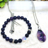 DUO BRACELET ET PENDENTIF ANTI STRESS AMETHYSTE