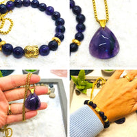 DUO BRACELET ET PENDENTIF ANTI STRESS AMETHYSTE