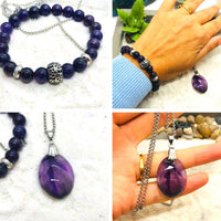DUO BRACELET ET PENDENTIF ANTI STRESS AMETHYSTE