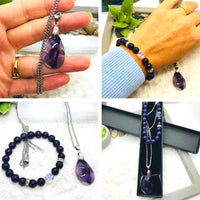 DUO BRACELET ET PENDENTIF ANTI STRESS AMETHYSTE