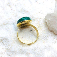 BAGUE REGLABLE ACIER MALACHITE
