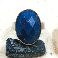 BAGUE REGLABLE  LAPIS LAZULI Acier