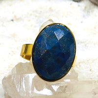 BAGUE REGLABLE  LAPIS LAZULI Acier