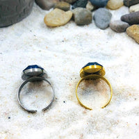 BAGUE REGLABLE  LAPIS LAZULI Acier