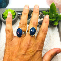 BAGUE REGLABLE  LAPIS LAZULI Acier