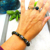 PARURE OBSIDIENNE NOIRE PROTECTION OHM