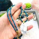 PARURE PENDENTIF APATITE BLEUE ET HOWLITE PERTE DE POIDS