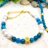 PARURE PENDENTIF APATITE BLEUE ET HOWLITE PERTE DE POIDS