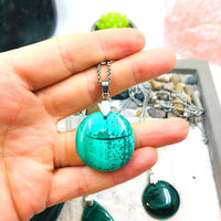 GROS PENDENTIF MALACHITE acier