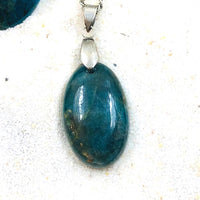 PENDENTIF APATITE BLEUE ACIER