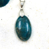 PENDENTIF APATITE BLEUE ACIER