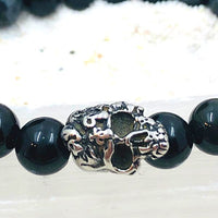Bracelet homme Labradorite avec Perle Tête de Mort