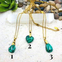 PENDENTIF MALACHITE acier doré