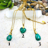 PENDENTIF MALACHITE acier doré