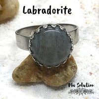 BAGUE REGLABLE ACIER PIERRES NATURELLES