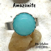 BAGUE REGLABLE ACIER PIERRES NATURELLES