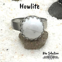 BAGUE REGLABLE ACIER PIERRES NATURELLES