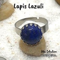 BAGUE REGLABLE ACIER PIERRES NATURELLES