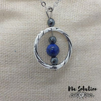 COLLIER PENDENTIF LAPIS LAZULI HEMATITES - Ma Solution Bijoux