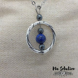COLLIER PENDENTIF LAPIS LAZULI HEMATITES - Ma Solution Bijoux