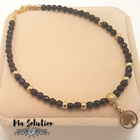 BRACELET DE CHEVILLE  OBSIDIENNE NOIRE
