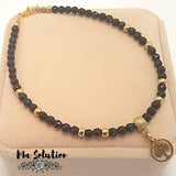BRACELET DE CHEVILLE  OBSIDIENNE NOIRE