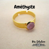BAGUE REGLABLE PIERRE NATURELLE PM Acier doré
