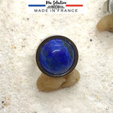 BAGUE REGLABLE LAPIS LAZULI LAITON RHODIÉ