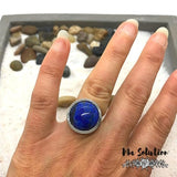 BAGUE REGLABLE LAPIS LAZULI LAITON RHODIÉ