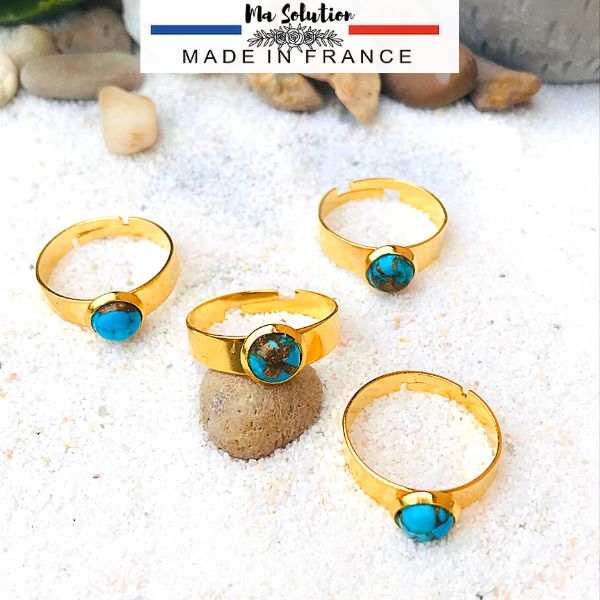 BAGUE REGLABLE ACIER TURQUOISE PM