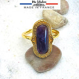 BAGUE REGLABLE OVALE PIERRE AMÉTHYSTE