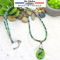 COLLIER PROTECTION ET PROSPÉRITÉ TURQUOISE AFRICAINE ET JADE D'AUSTRALIE