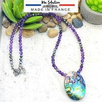 COLLIER AMETHYSTE ET ORMEAU ANTI STRESS