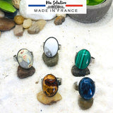 BAGUE REGLABLE OVALE PIERRE NATURELLE 18 X 13