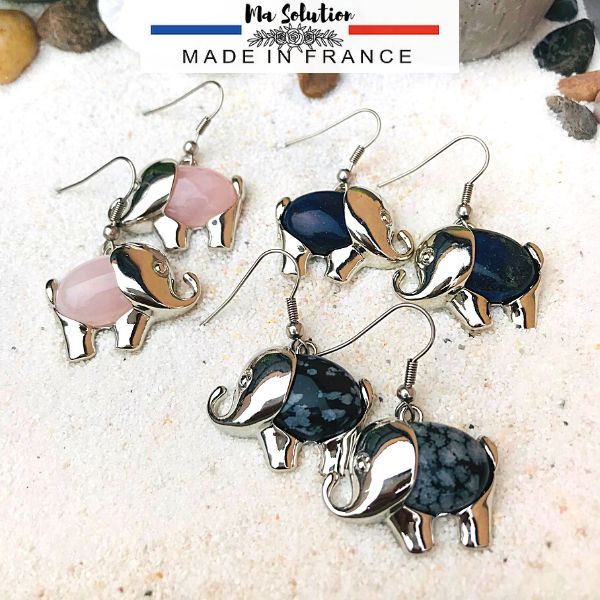 BOUCLES ELEPHANT PIERRES NATURELLES