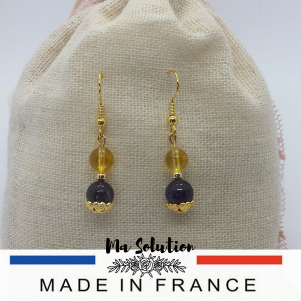 BOUCLES DUO AMETHYSTE/CITRINE - Ma Solution Bijoux
