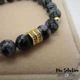 BRACELET OBSIDIENNE FLOCON DE NEIGE 8mm - Ma Solution Bijoux