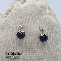 CLOUS OREILLES OBSIDIENNE NOIRE 10 mm - Ma Solution Bijoux