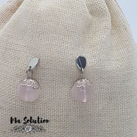 CLOUS OREILLES QUARTZ ROSE 10 mm - Ma Solution Bijoux