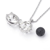 COLLIER CHAT ET PIERRE DE LAVE