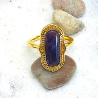 BAGUE REGLABLE OVALE PIERRE AMÉTHYSTE
