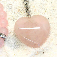 PORTE CLES COEUR QUARTZ ROSE
