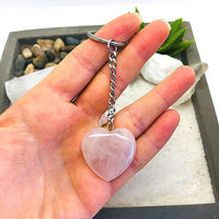 PORTE CLES COEUR QUARTZ ROSE